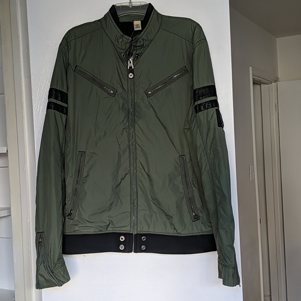 Diesel army green and black bomber jacket